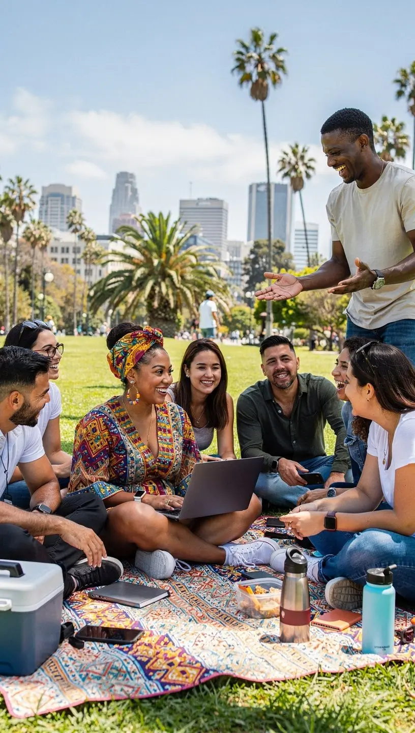 Social media icons with knowledge-sharing concepts illustrated.